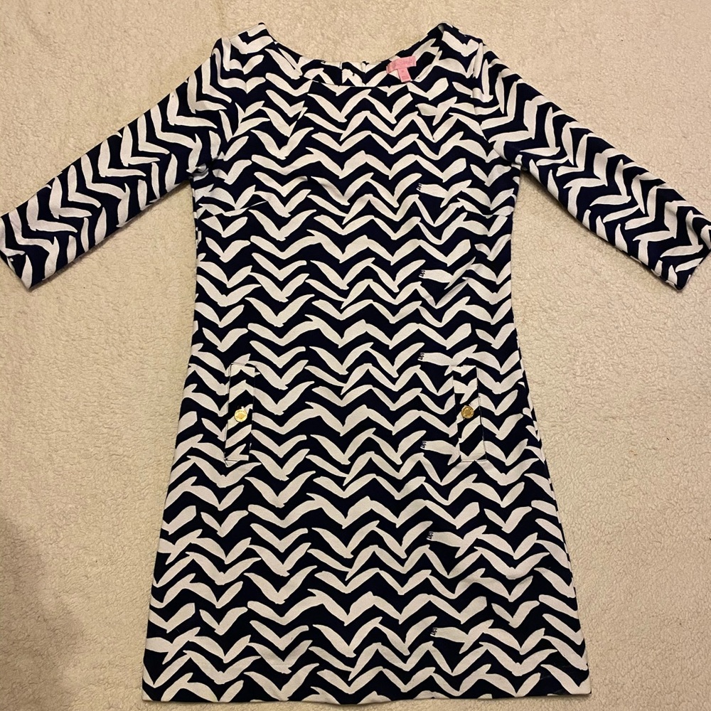 Lilly Pulitzer Navy Dress with Seagulls Print